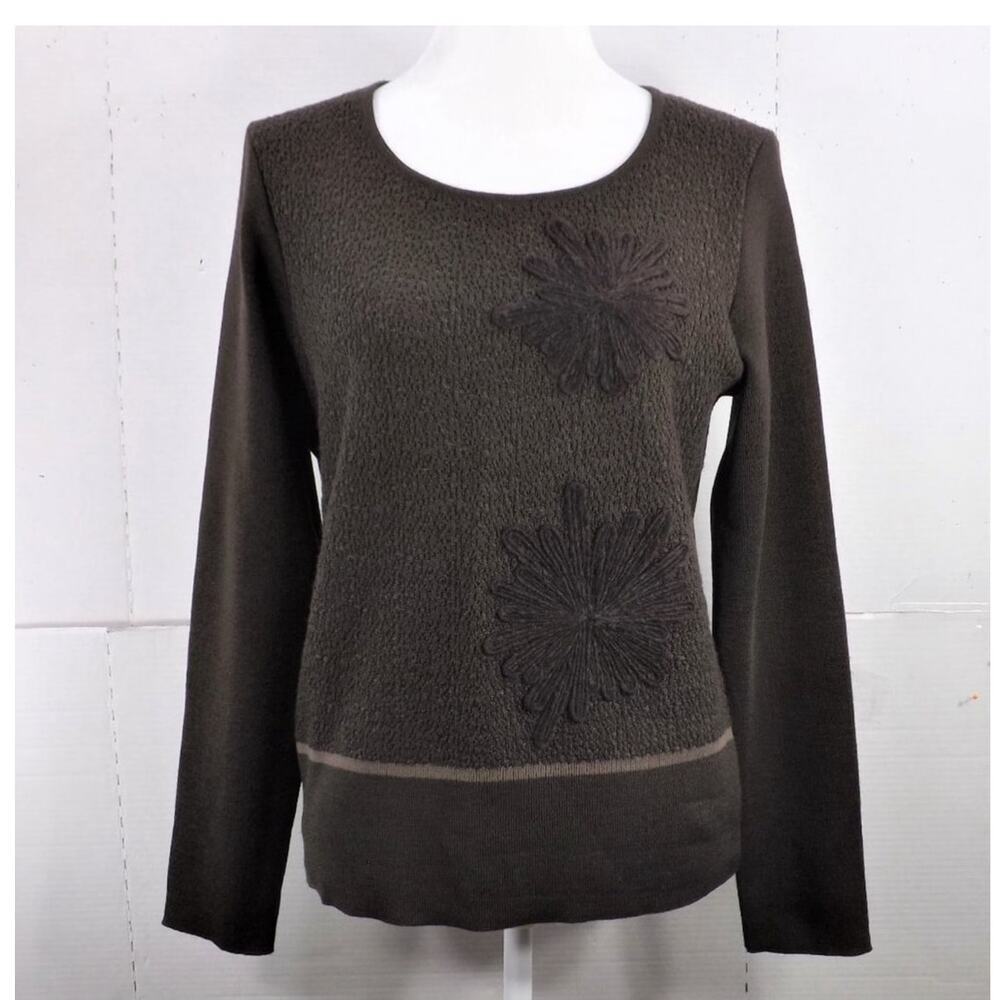 Guido Pisani Merino Wool Sweater Floral Embroidered Fairy Grunge M Brown READβ